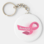 Breast Cancer Survivor Ribbon Keychain