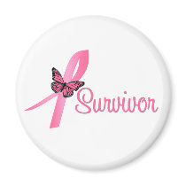 Breast Cancer Survivor Ribbon magnets by cancerapparel Breast Cancer Survivor Ribbon magnets