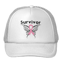 Breast Cancer Survivor Tribal Butterfly Trucker Hats