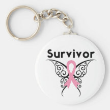 Breast Cancer Survivor Tribal Butterfly Keychains