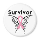 Breast Cancer Survivor Tribal Butterfly Fridge Magnets