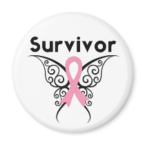 Breast Cancer Survivor Tribal Butterfly magnets