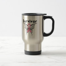 Breast Cancer Survivor Tribal Butterfly Coffee Mugs