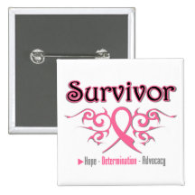 Breast Cancer Survivor Tribal Ribbon Button
