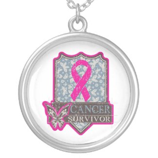 Breast Cancer Survivor Vintage Butterfly necklace