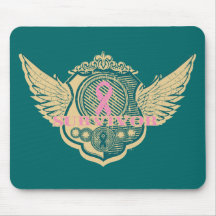 Breast Cancer Survivor Vintage Winged Mouse Pad