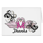 Breast Cancer Thank You Card  With Pink Swans cards