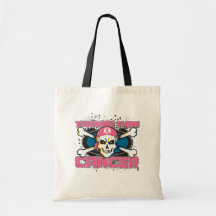 Breast Cancer Tougher Than Cancer Skull Tote Bags