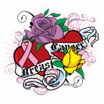 Breast Cancer Twin Hearts Tattoo Acrylic Cut Out