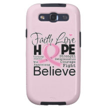 Breast Cancer Typographic Faith Love Hope Galaxy SIII Cases