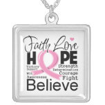 Breast Cancer Typographic Faith Love Hope necklaces