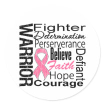 Breast Cancer Warrior Collage Round Stickers