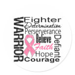 Breast Cancer Warrior Collage Round Stickers