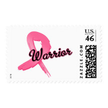 Breast Cancer Warrior Grunge Postage Stamp