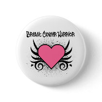 Breast Cancer Warrior Heart buttons