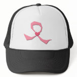 Breast Cancer Whimsy Ribbon with Heart Mesh Hat