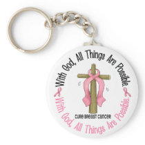 Breast Cancer WITH GOD CROSS 1 Keychains