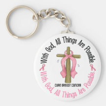 Breast Cancer WITH GOD CROSS 1 Keychains