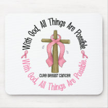 Breast Cancer WITH GOD CROSS 1 Mouse Pad