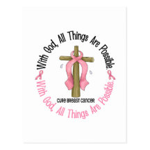 Breast Cancer WITH GOD CROSS 1 Post Cards