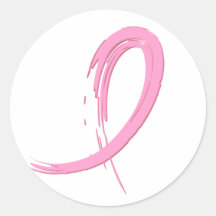 Breast Cancer's Pink Ribbon A4 Round Stickers