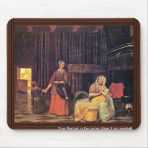 Breastfeeding Mother And Maid And Child By Pieter Mouse Pad