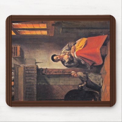 Breastfeeding Mother By Hooch Pieter De Mouse Pad by Artcollection
