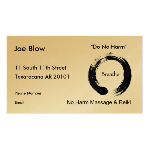 Breathe with Enso symbol Business Card Templates (front side)