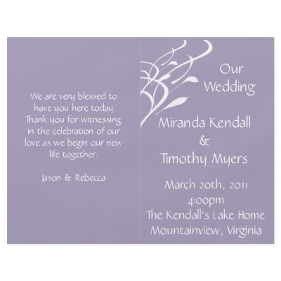 Breathless Dusty Lavendar Wedding Programs Flyers by custommoments