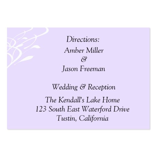 Breathless Lightly Lavendar Direction Cards Business Card Templates