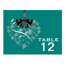 Breathless Table Number Card - peacock Postcards