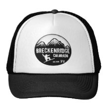 Breckenridge Colorado snowboard art black hat