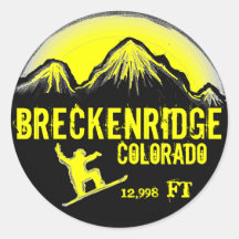 Breckenridge Colorado yellow snowboard art sticker
