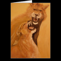 "Breeding Lions" Vertical Card
