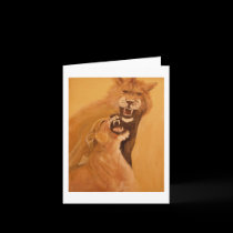 "Breeding Lions" Vertical Notecard cards