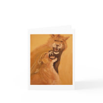 "Breeding Lions" Vertical Notecard