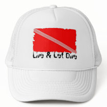 Breezy Beach Wear Live & Let Dive White Trucker Ha Trucker Hat