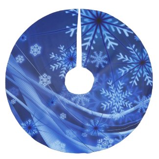 Breezy Blue Snowflakes Brushed Polyester Tree Skirt