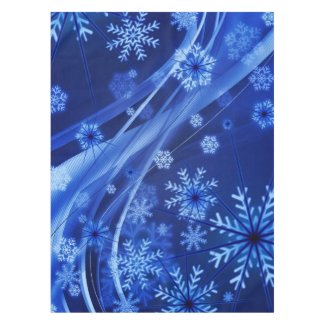 Breezy Blue Snowflakes Tablecloth