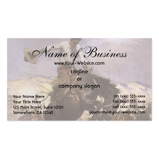 Breezy Riding by WHD Koerner, Vintage Rodeo Cowboy Business Cards (front side)