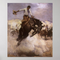 Breezy Riding by WHD Koerner, Vintage Rodeo Cowboy Poster