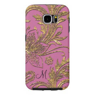Breselcoucant Pink Elegant Floral Monogram Samsung Galaxy S6 Cases