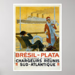 Bresil Brazil - Plata Vintage Ship Advertisement Poster