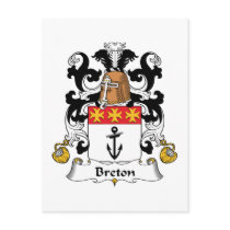Breton Family Crest postcards by coatsofarms Breton Family Crest postcards