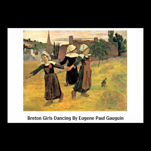Breton Girls Dancing By Eugene Paul Gauguin Poster