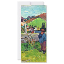 Breton Landscape With Swineherd By Gauguin Paul Custom Rack Cards