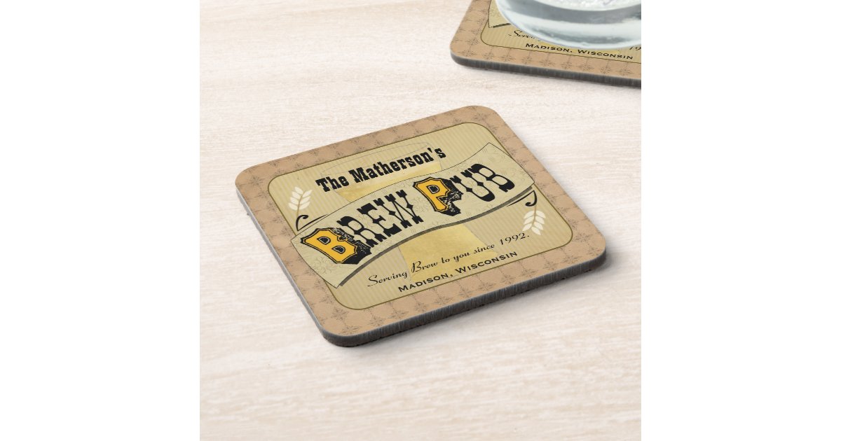 Brew Pub Custom Coasters Zazzle