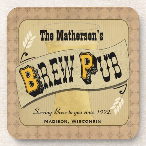 Brew Pub Custom Coasters Zazzle