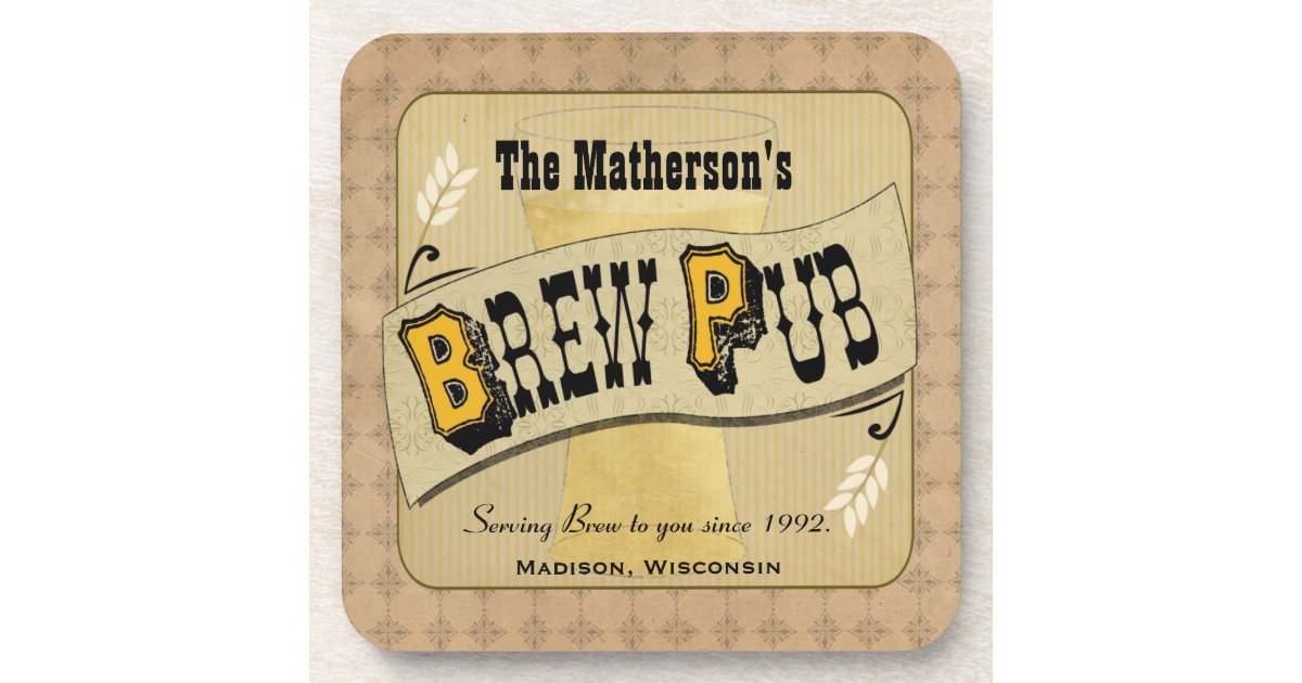 Brew Pub Custom Coasters Zazzle