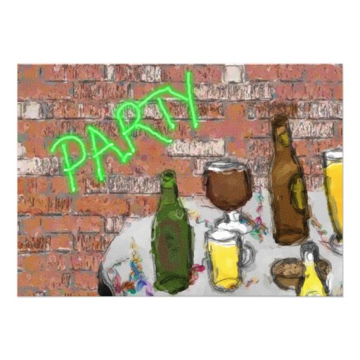 Brew Pub Watercolor Beer Tasting Party Invitation